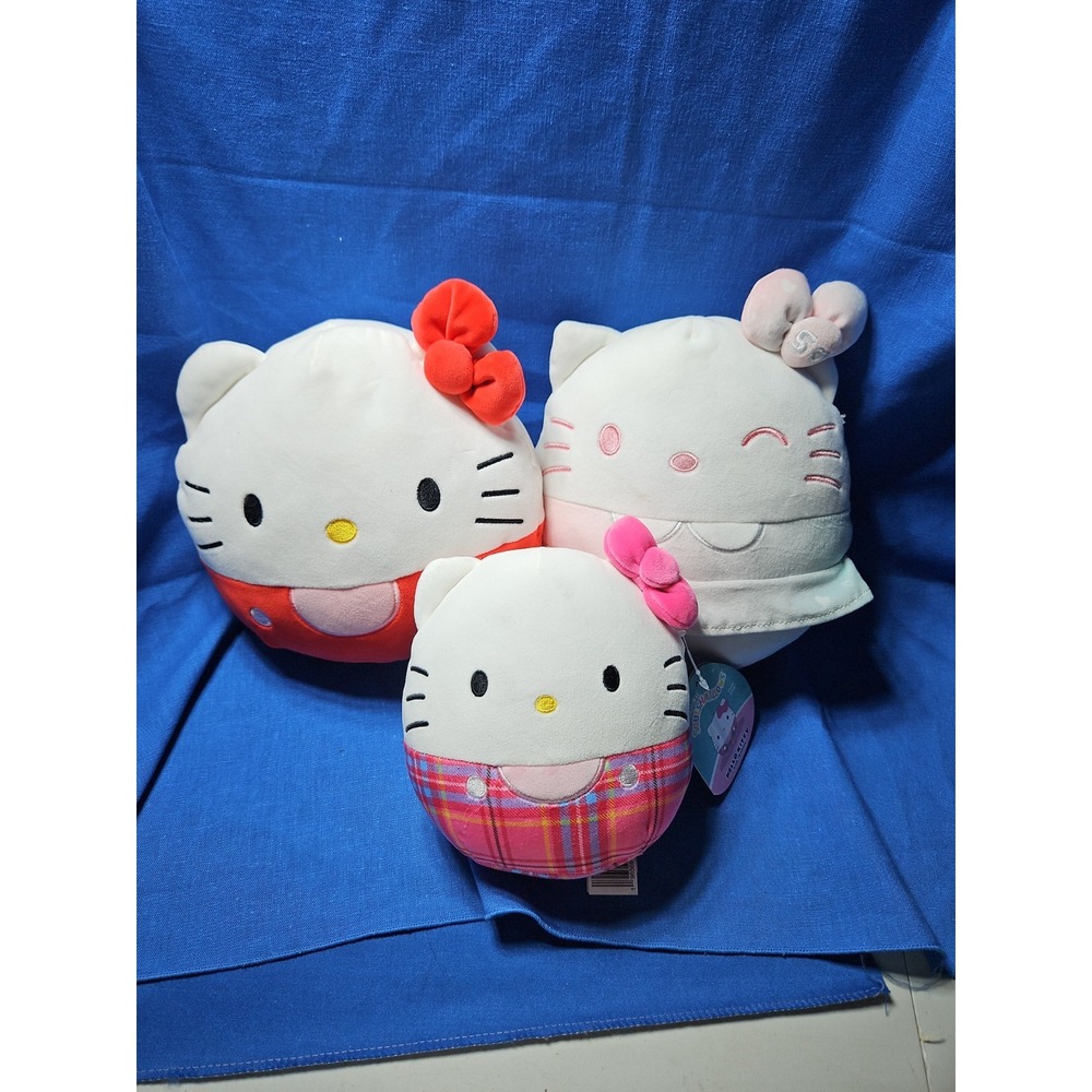 3 Hello Kitty Sanrio Squishmallows 50th Anniversary Plaid & Original EXCELLENT